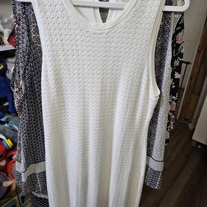 Joie White Textured Sleeveless Dress